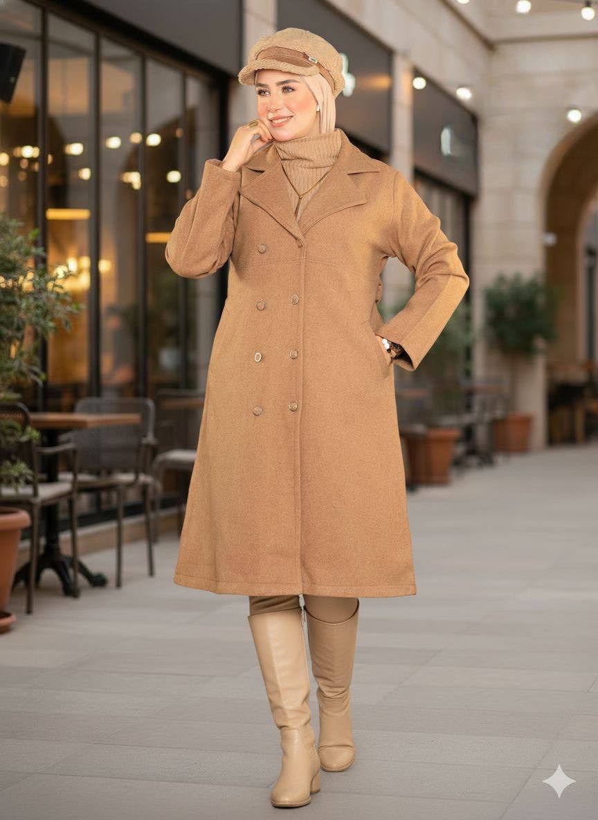 بالطو حريمي شتوي – معطف للنساء من الجوخ المستورد – مقاس 1 (حتى 85ك) | مقاس 2 (حتى 120ك) – أناقة ودفء للموسم البارد
