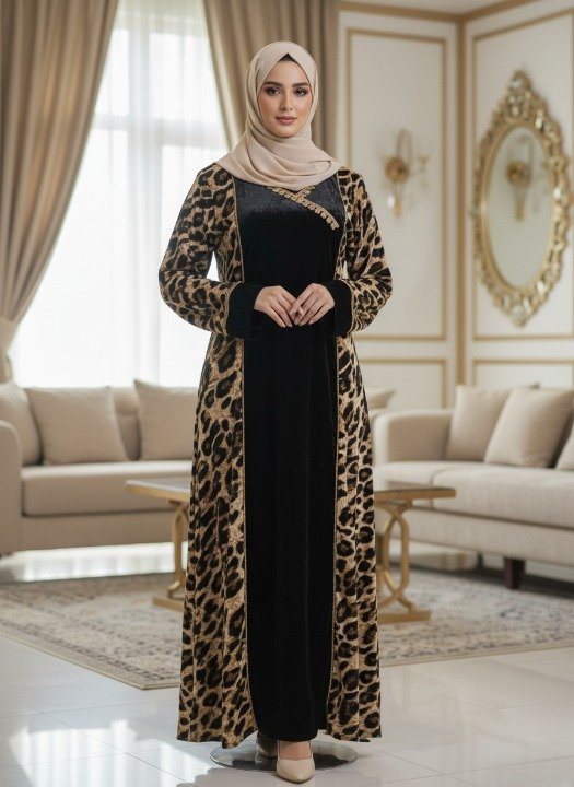 عباية قطيفة جنجاه فاخرة للمحجبات – تصميم محتشم عصري بخامة مستوردة ناعمة – مقاسات كبيرة من 65 حتى 120 كجم – عباية خروج أنيقة للشتاء